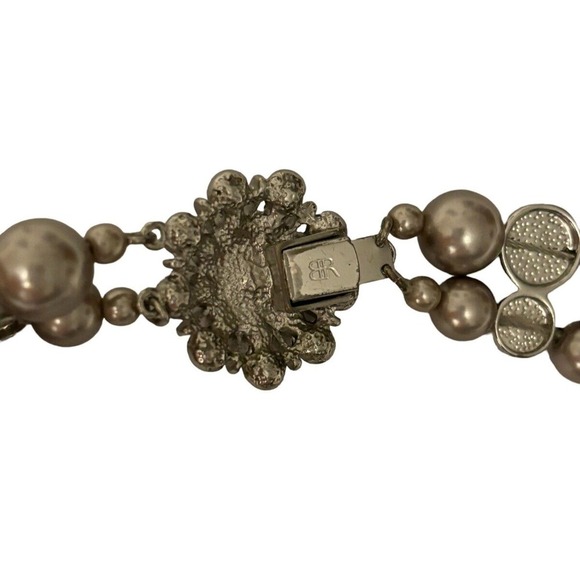 BANANA REPUBLIC 2 Strand Glass Moonstone and Faux Pearl Choker Necklace 16" - Picture 2 of 10